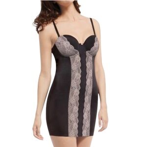 Skinnygirl Shapewear Power Mesh Control Slip Black & Lace w/ Built In Bra M